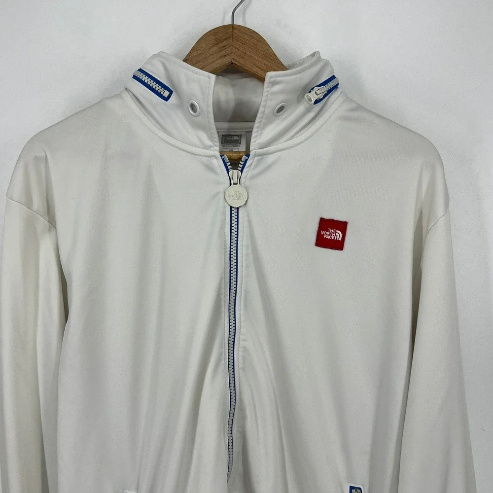 The North Face‎ Mens Full Zip Track Jacket White Blue Trim Red Logo Size Large